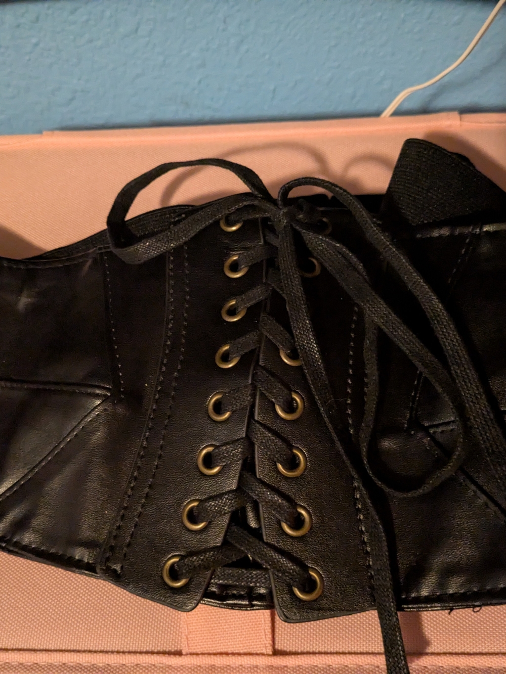 Black Lace-Up Waist Corset Belt